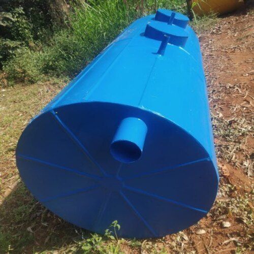  3 फीट व्यास और 7 फीट लंबाई वाला नीला रंग क्षैतिज सेप्टिक टैंक 