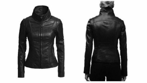 Jacket Ladies Leather Jackets, Full Sleeve, Supreme Quality, Plain Pattern, Attractive Look, Unique Style, Fine Finish, Skin Friendly, Black Color