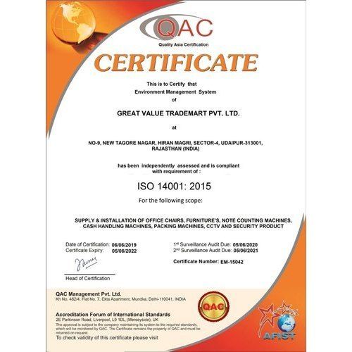 Washable Iso 14001:2015 Certification Service