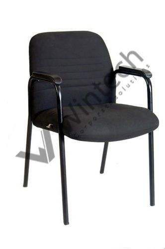 Fixed Armrest Black Office Visitor Chair