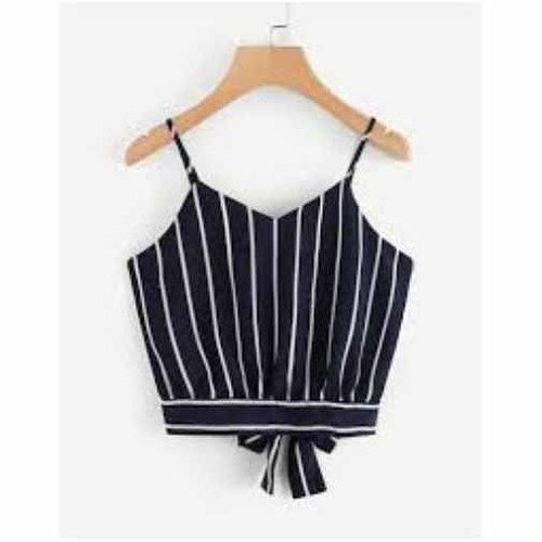 Black Ladies Stripped Design Sleeveless Top