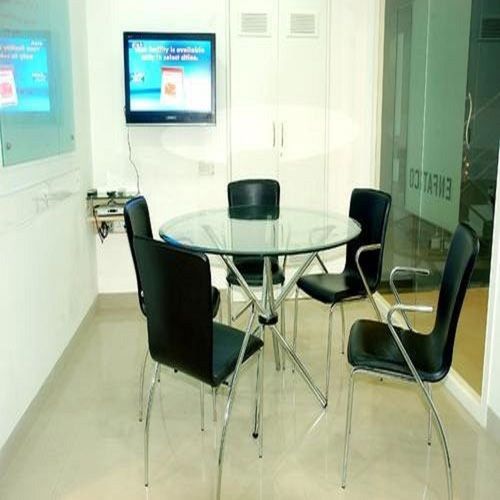 Transparent Round Glass Office Discussion Table