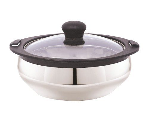 White Stainless Steel Insulated Casserole With Glass Lid