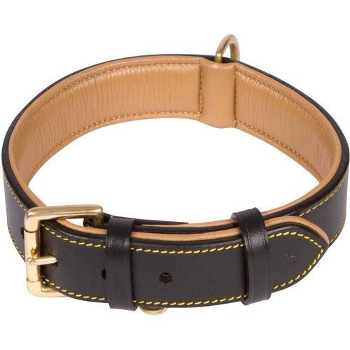 Azo Free Black Color Pure Leather Dog Collar