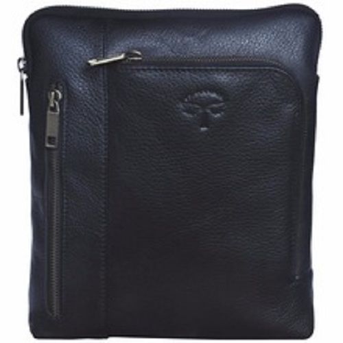 Genuine Leather Shoulder Bag, Premium Quality, Shoulder Strap, Shiny Look, Zip Closure, Embossed Pattern, Fine Texture, Black Color, Size : 20x15 Cm, Thickness : 1.4mm -1.6mm