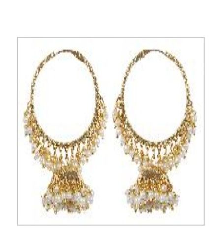 Golden Indian Style Traditional Fashion Pearls With Jhumki Polki Earrings Gender: Women