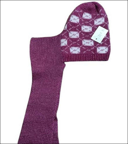 Purple Trendy Woolen Cap With Muffler