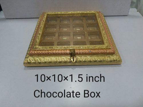 Matte Lamination 10X10X1.5 Inch Wooden Chocolate Box