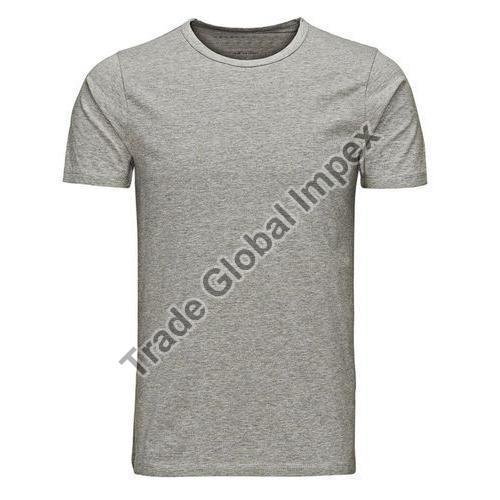 Mens Round Neck T-Shirts, Half Sleeve, Plain Pattern, Supreme Quality, Attractive Look, Impeccable Finish, Amazingly Comfortable, Skin Friendly, Gray Color, Size : L, M, S