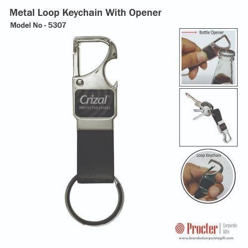 Various Colors Are Available Metal Loop Opener Promotional Keychain