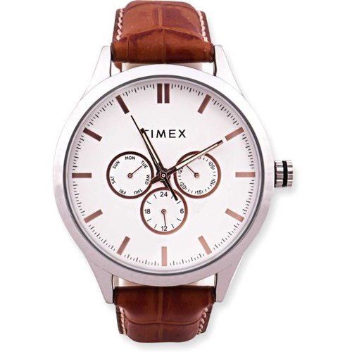 Various Colors Are Available Pu Leather Brown Strap Mens Wrist Watch