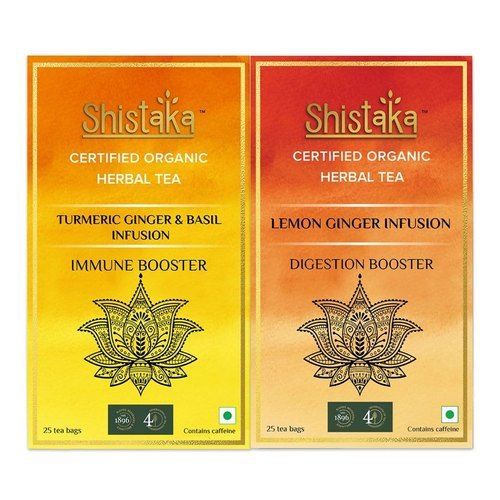 Shistaka Turmeric Ginger And Basil Infusion + Shistaka Lemon Ginger Infusion Combo Turmeric Ginger Tulsi Green Tea Grade: A-Grade