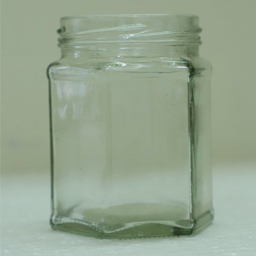 Transparent Hexagonal Glass Jar (250 Ml)