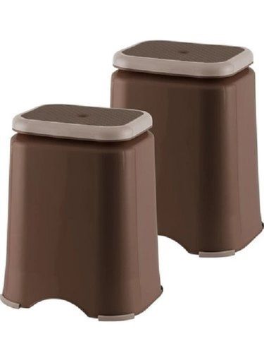 Easy To Clean Brown Color Square Plastic Stool