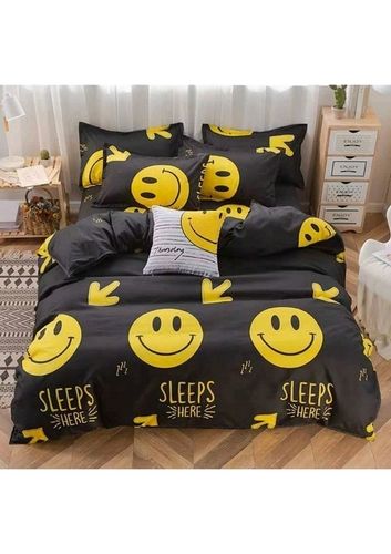 Black And Yellow Lido Cotton Printed Bed Cover