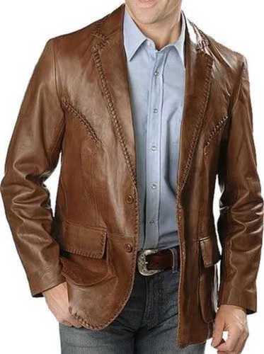 Breathable Mens Brown Leather Blazers