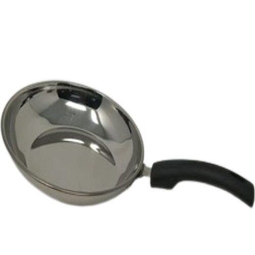 Round Shaped With Curve Pvc Handle Durable Stainless Steel Kitchen Use Fry Pan