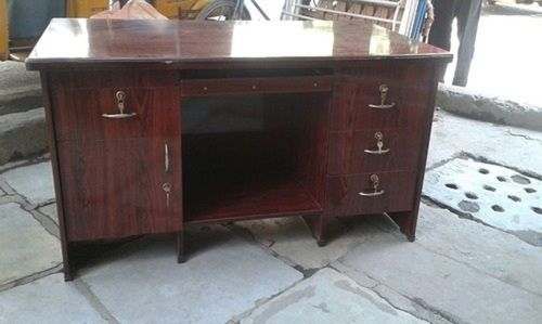 Eco-Friendly Dark Brown Laminated Wooden Multi Drawer Office Table