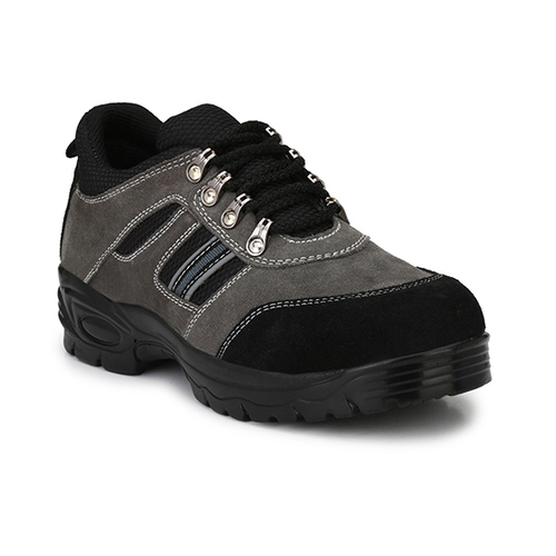 Custom Graphene R 502 Leather Steel Toe Black And Grey Safety Shoe Size: 6