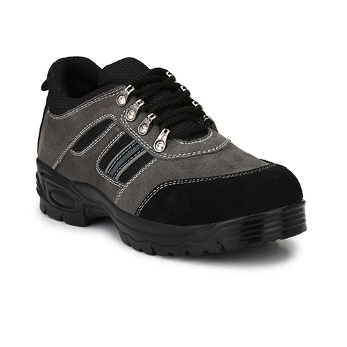 Custom Graphene R 502 Leather Steel Toe Black And Grey Safety Shoe, Size: 7