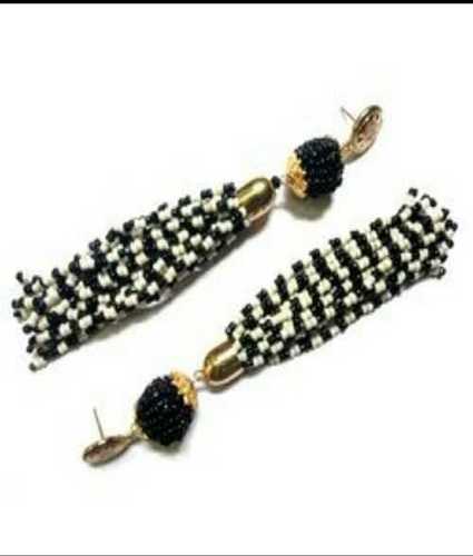 Brass Seed Bead Tassel Earrings Gender: Women