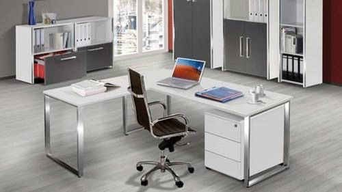 L Shape Stainless Steel Smart Office Computer Tables