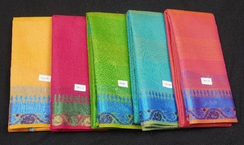 Available In Various Colors Traditional And Fancy Cotton Sarees For Ladies, Best Quality, Attractive Look, Elegant Design, Impeccable Finish, Soft Texture, Skin Friendly, Saree Length : 5.5 M (Separate Blouse Piece)