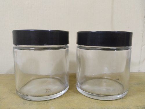 Plain Transparent Glass Cream Jar With Plastic Cap