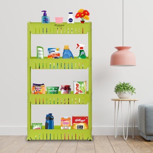 Free Standing Green Color Easy To Use Slim Storage Organizer Rack