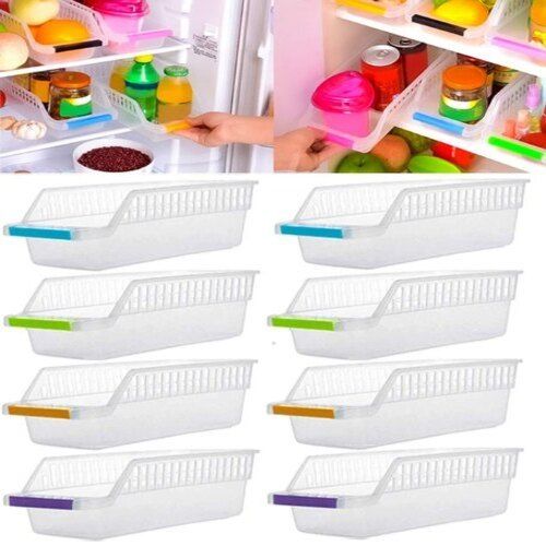 High Grade Plastic Made Multi Color Free Standing Fridge Storage Rack Of Set 8