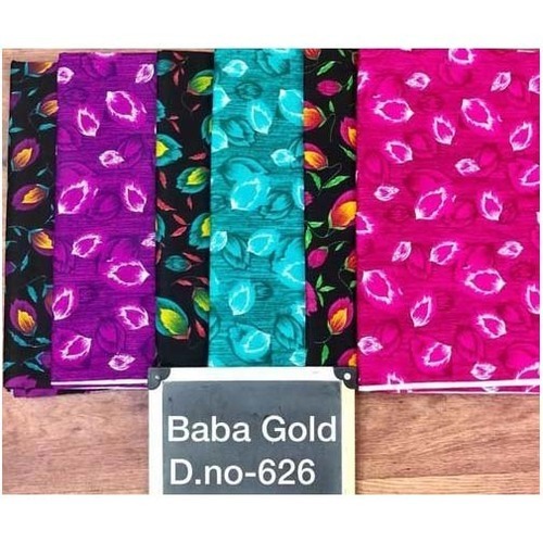 Quick Dry Printed Cotton Nighty Baba Gold Fabric
