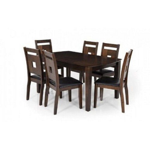 6 Seater Dark Brown Wooden Deluxe Dining Table Set