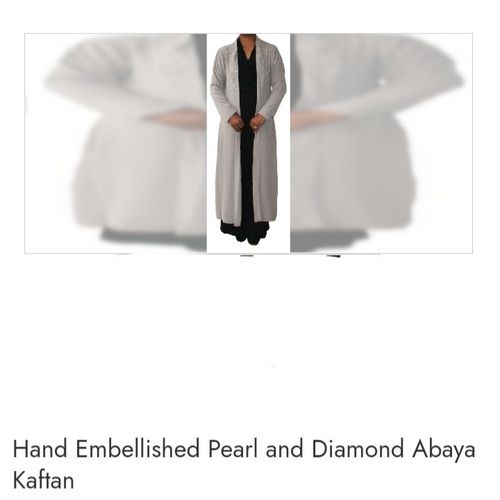 Hand Embellished Pearl and Diamond Abaya Kaftan