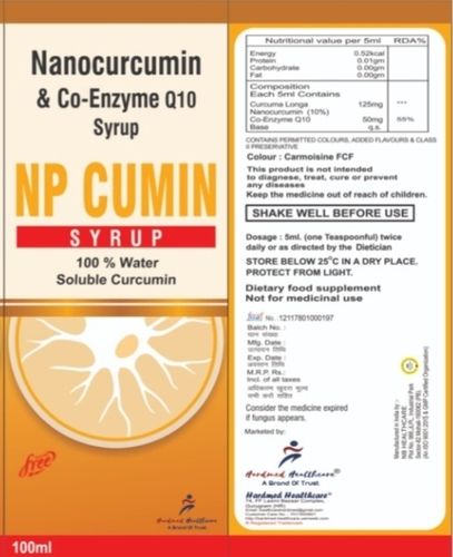 100% Water Soluble Curcumin Npcumin Syrup