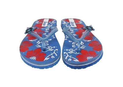 Printed Hawai Slipper For Ladies, Premium Quality, Beautiful Design, Comfortable Experience, Good Texture, Skin Friendly, Easy To Walk, Nice Grip, Blue And Red Color, Casual Wear