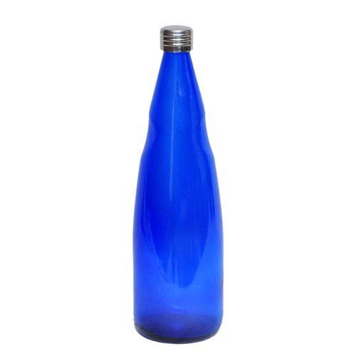 Screw Cap Blue Glass Water Bottle (1000 Ml)
