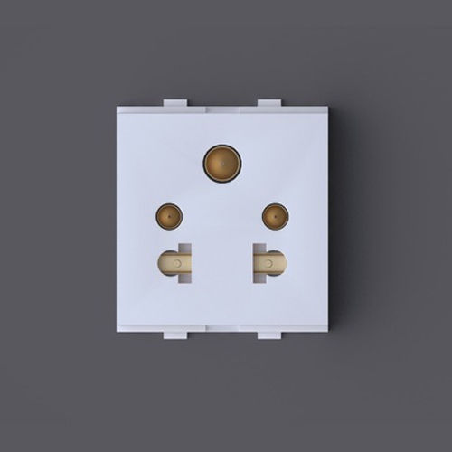 White Socket With Shutter 2 In 1 Switch Socket