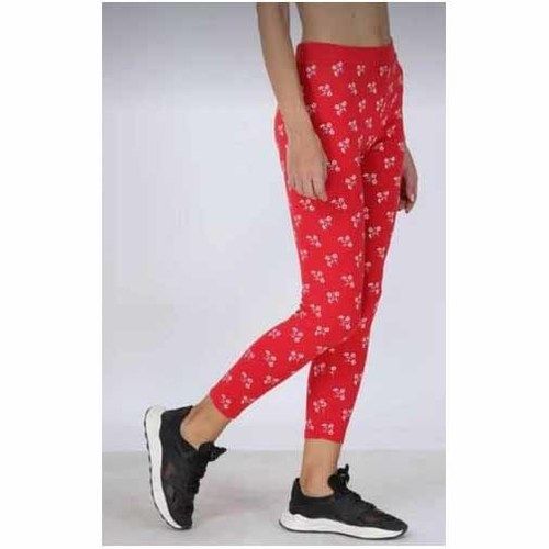 Red Ladies Printed Ankle Length Jegging