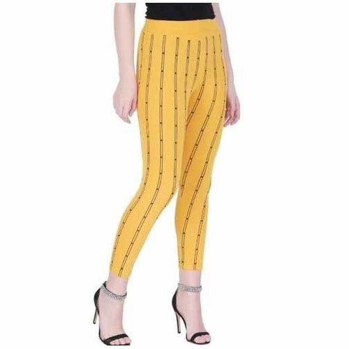 Ladies Printed Yellow Ankle Length Jegging