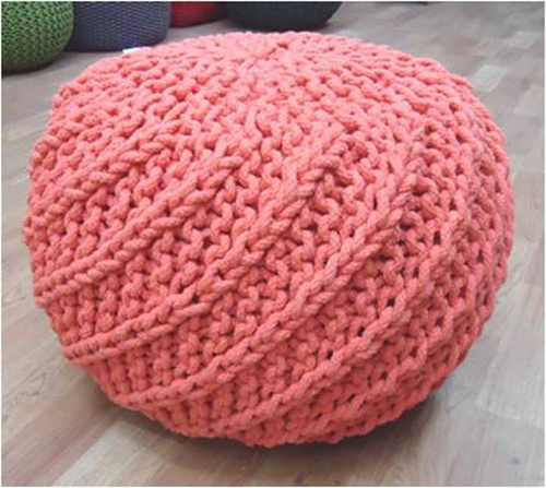 Custom Round Hand-Knitted Pouf