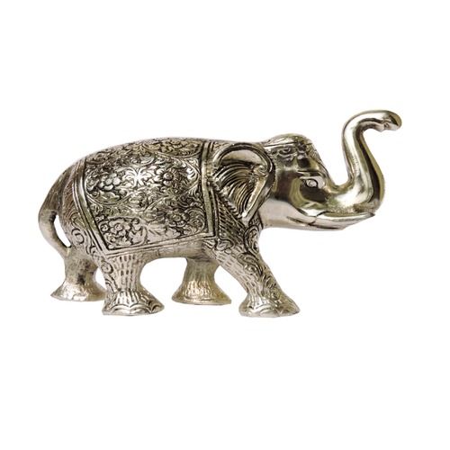 Durable Silver Plated Brass Elephant Statue