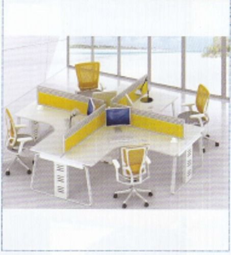 Durable 4 Seater White Yellow Mix Frp Office Computer Workstation