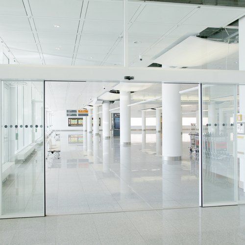 White Automatic Sliding Glass Door