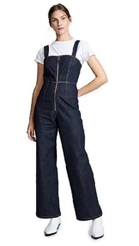 Various Colors Are Available Plain Design Denim Women Jumpsuit