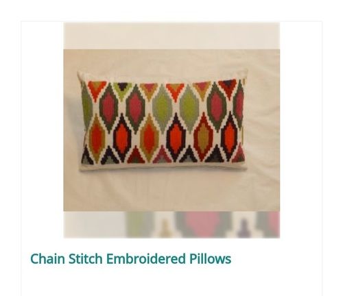 Square Shape Chain Stitch Embroidered Pillows