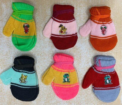 Colored Woolen Baby Mittens