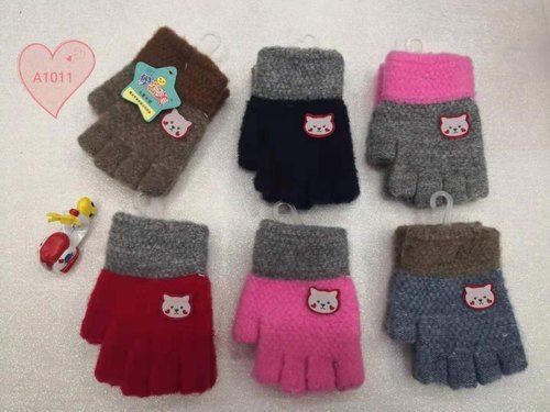 Multi Color Finger Cut Baby Woolen Gloves