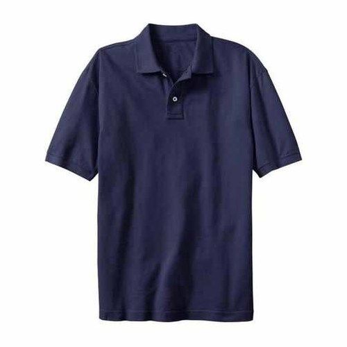 Mens Plain Blue Cotton Polo T-Shirt