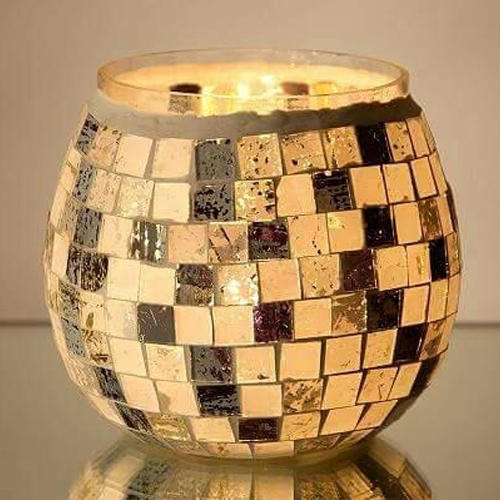 Mosaic Glass T Light Candle Holder