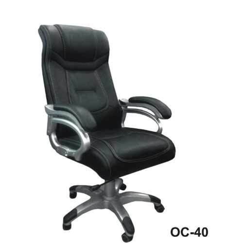 Durable Black High Back Leather Deluxe Revolving Corporate Office Chair